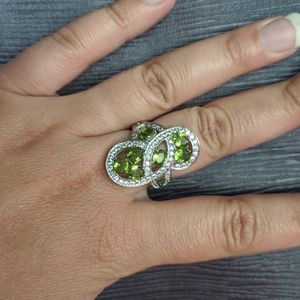 Unique green topaz silver filled ring